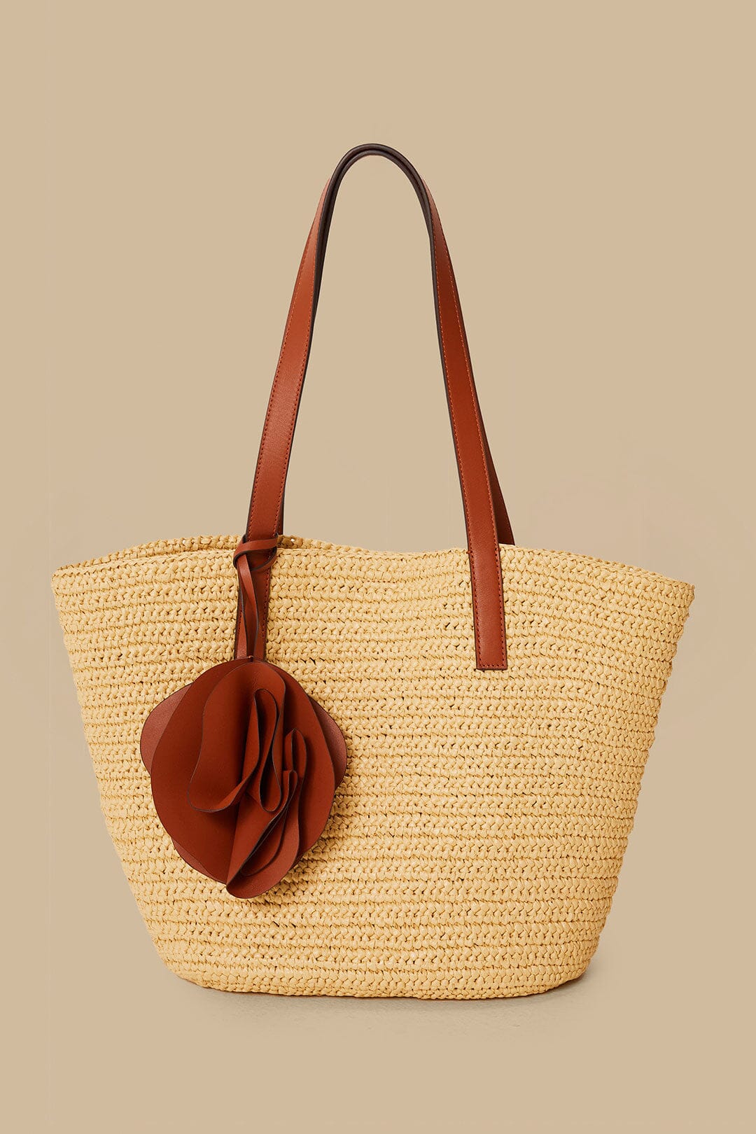 Caramel Raffia Basket Bag