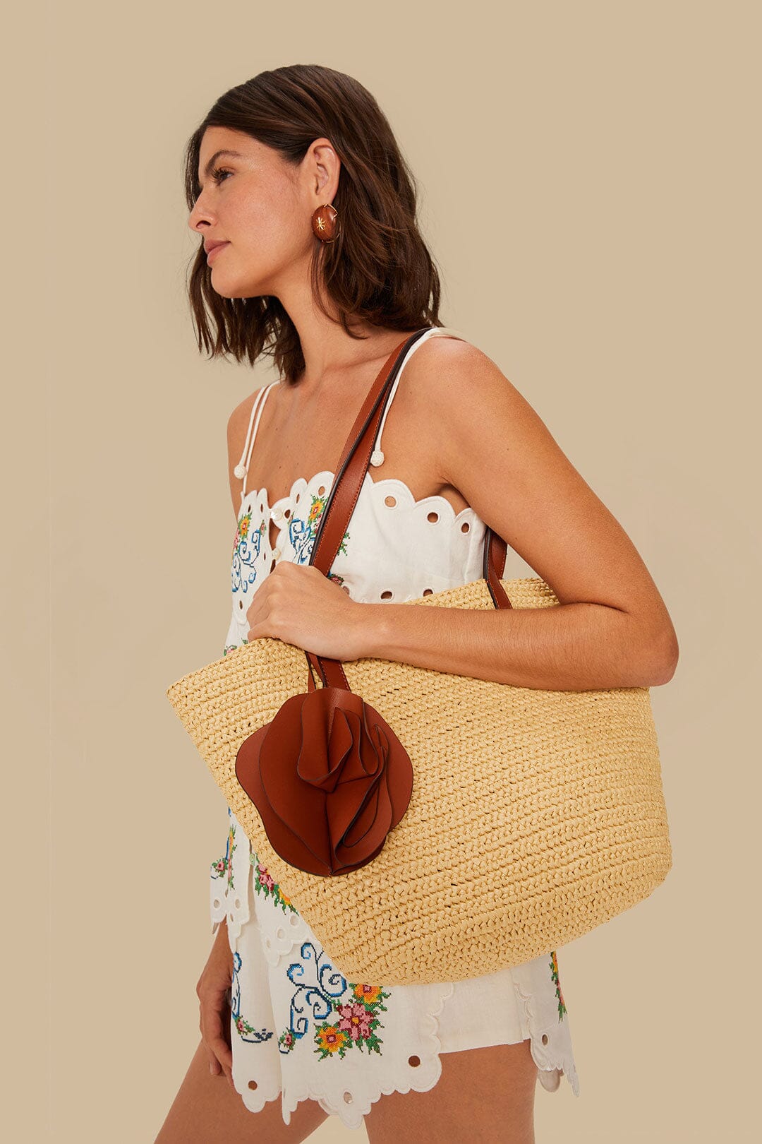 Caramel Raffia Basket Bag