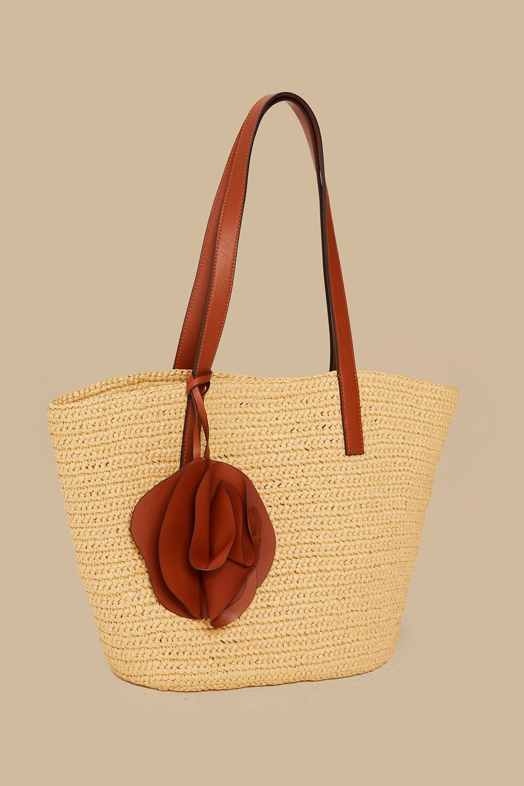 Caramel Raffia Basket Bag
