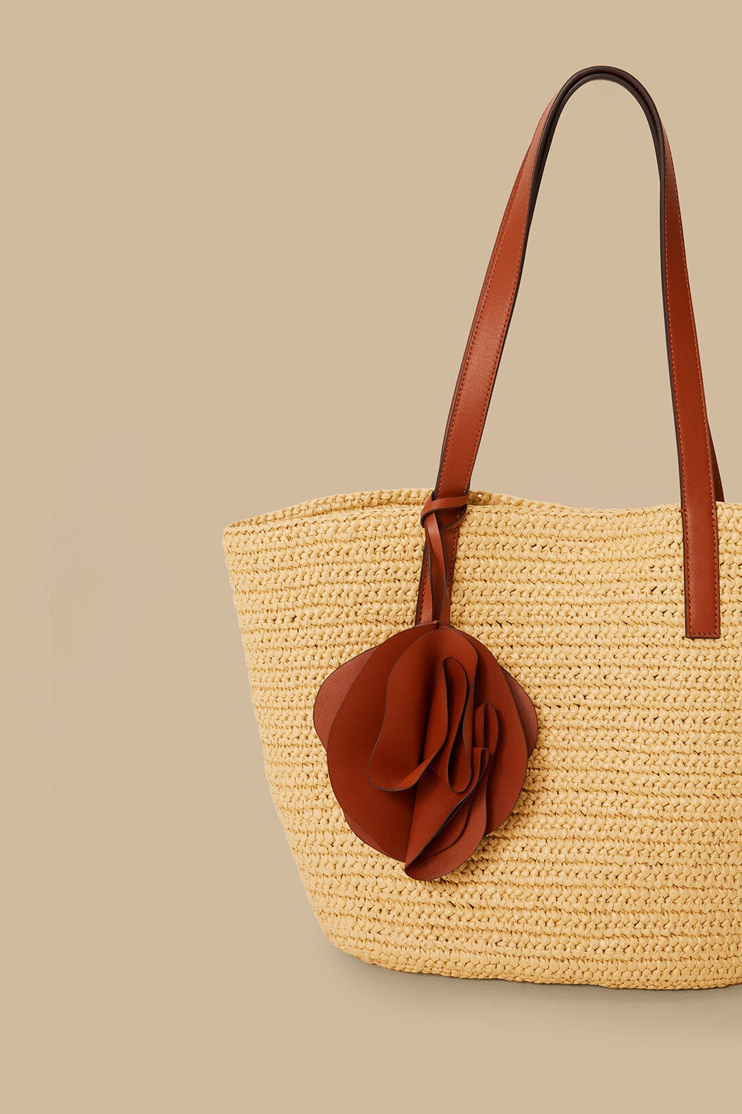 Caramel Raffia Basket Bag
