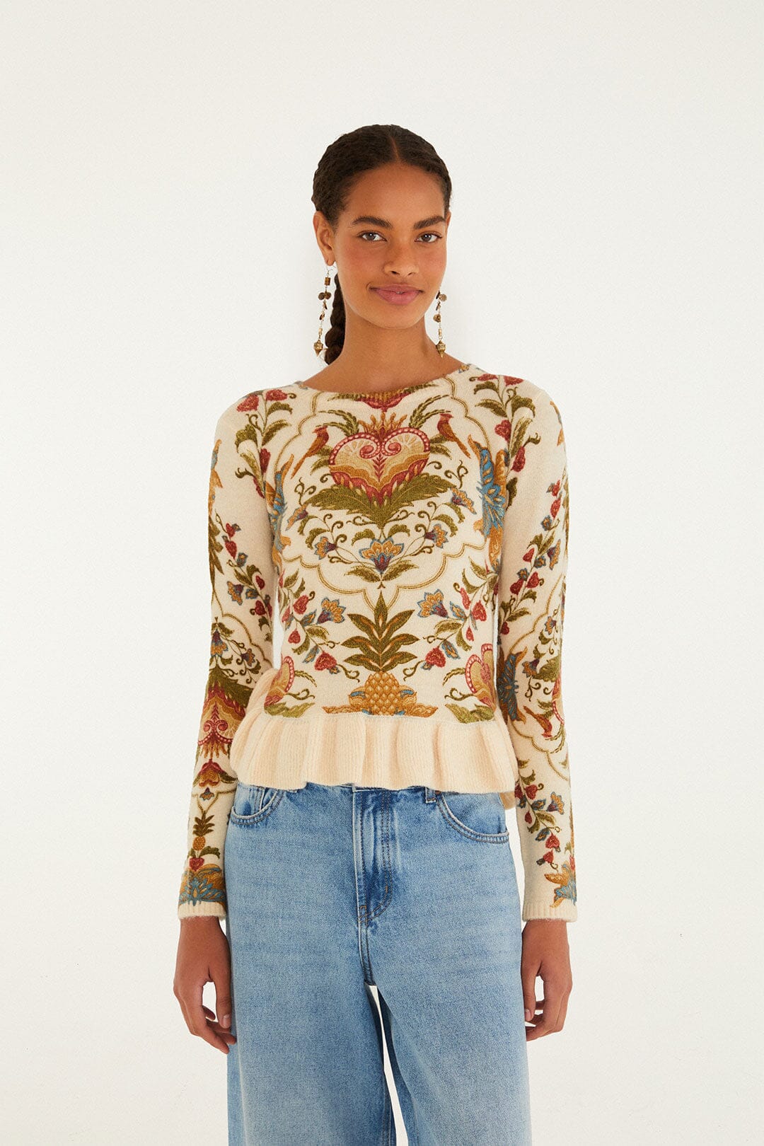 Cream Majestic Hearts Knit Top