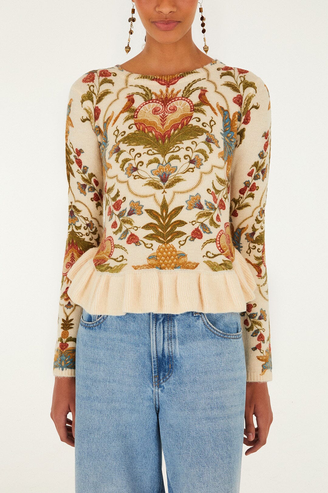 Cream Majestic Hearts Knit Top