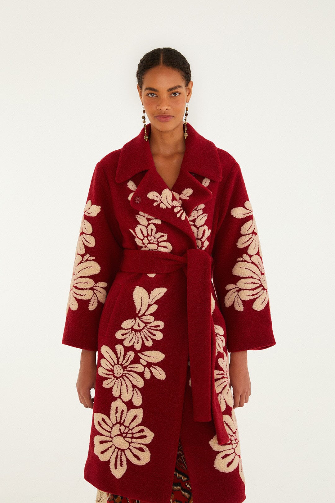 Burgundy Bold Flowers Fleece