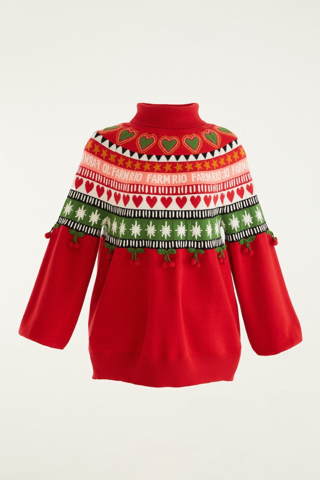 Pull de Noël rouge à cœurs en maille