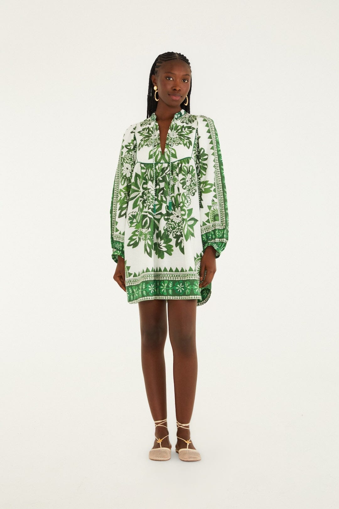 Green Flora Tapestry Lenzing™ Ecovero™ Euroflax™ Mini Dress | FARM Rio