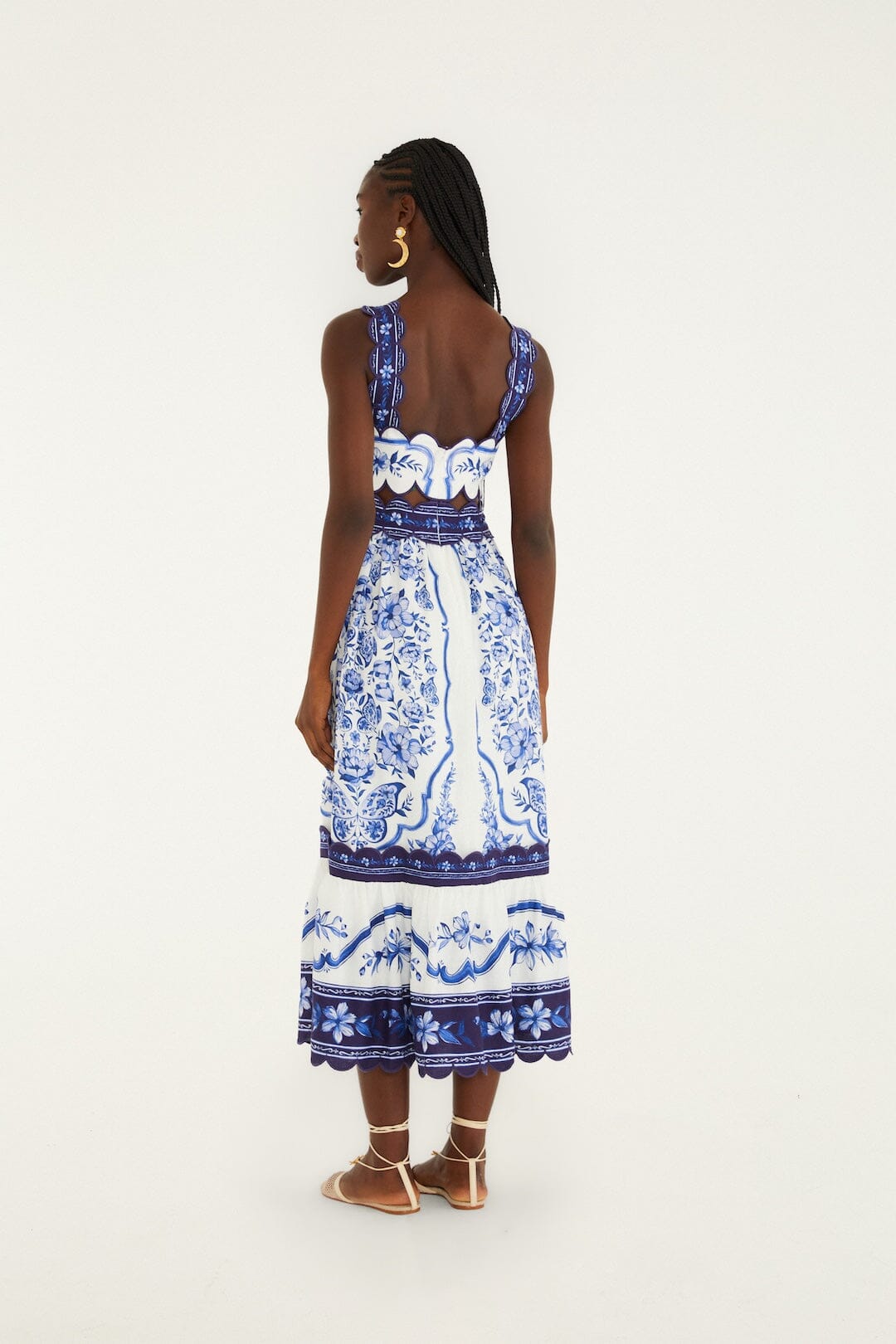 PORCELAIN GARDEN OFF-WHITE MIDI-KLEID