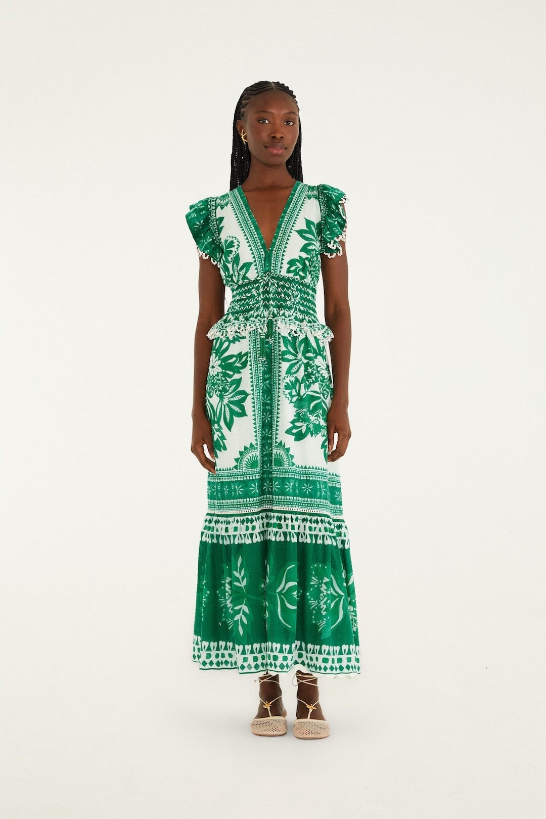 Green Flora Tapestry Maxi Dress
