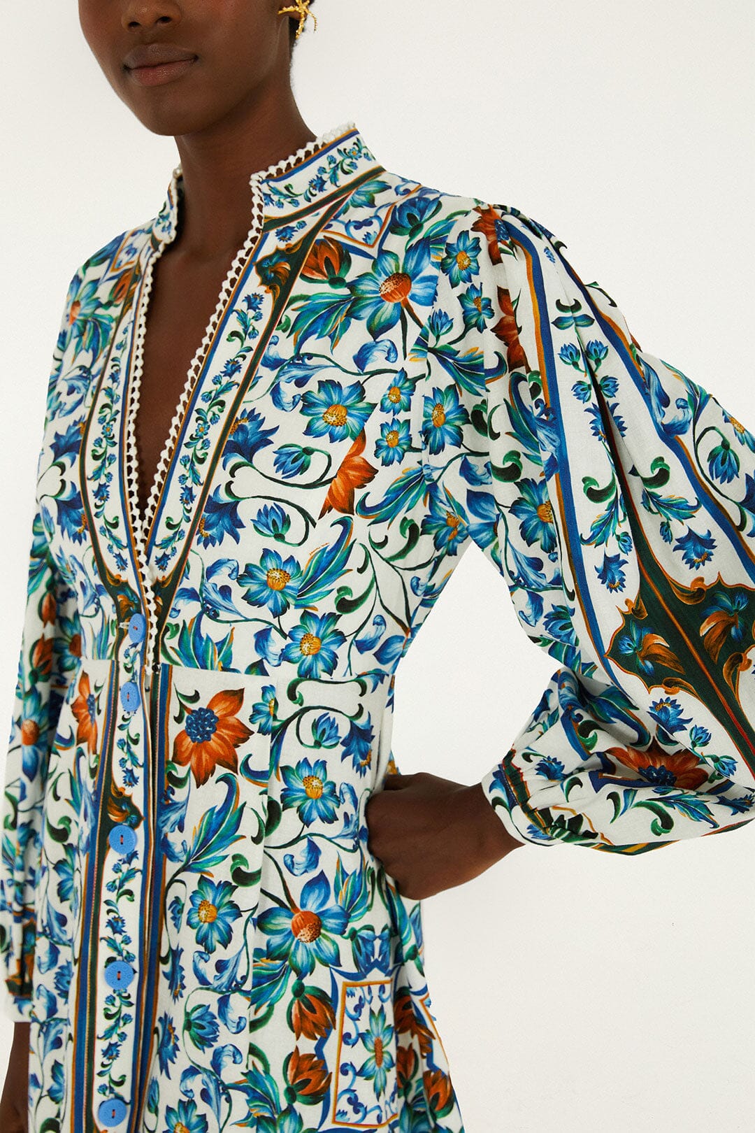 FLORA TILE OFF-WHITE MAXIKLEID