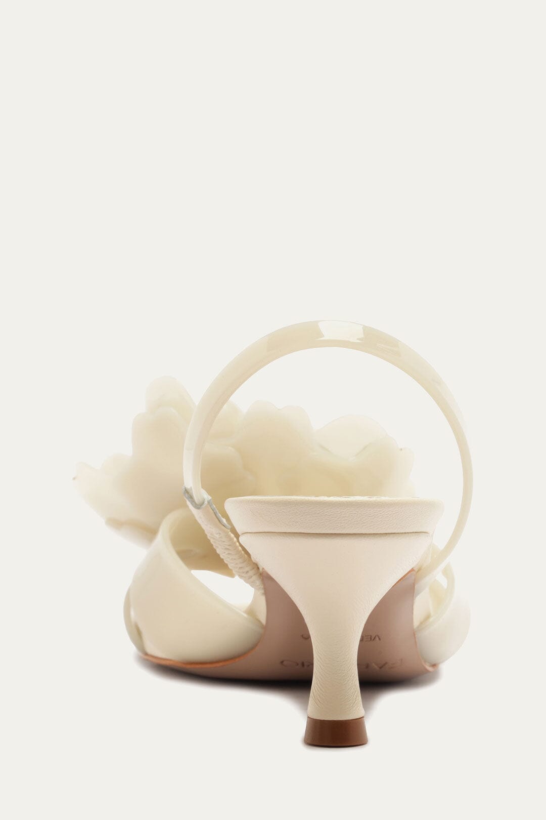 Sandale à talon en gelée à fleurs blanc cassé