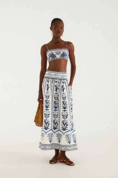 Off-White Flowers Arch Euroflax™ Premium Linen Maxi Skirt | FARM Rio