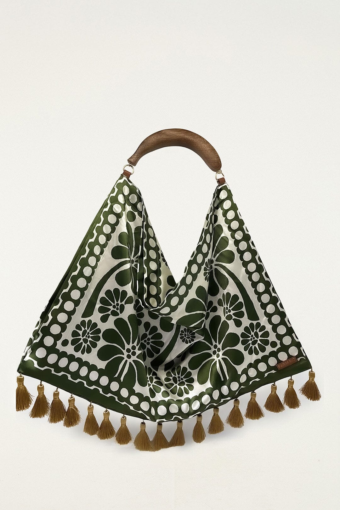 Grüne Jacquard-Quasten-Tragetasche