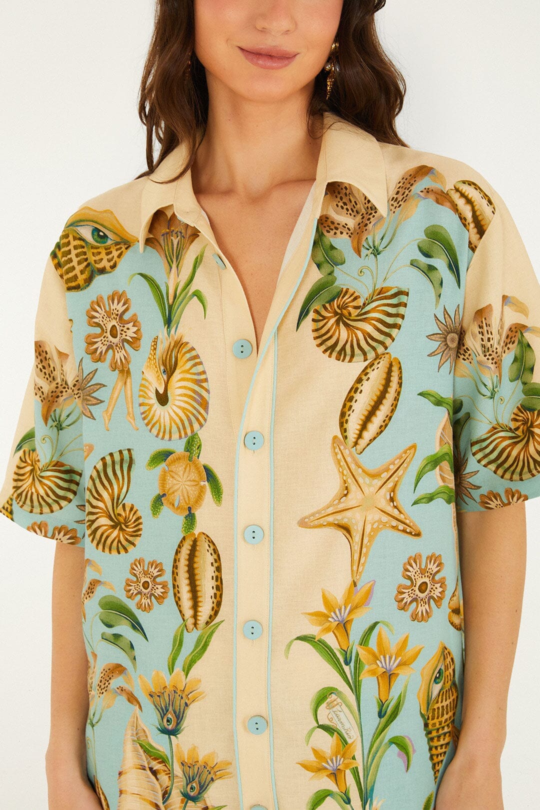 Soft Blue Marine Garden Lenzing Ecovero Euroflax Shirt
