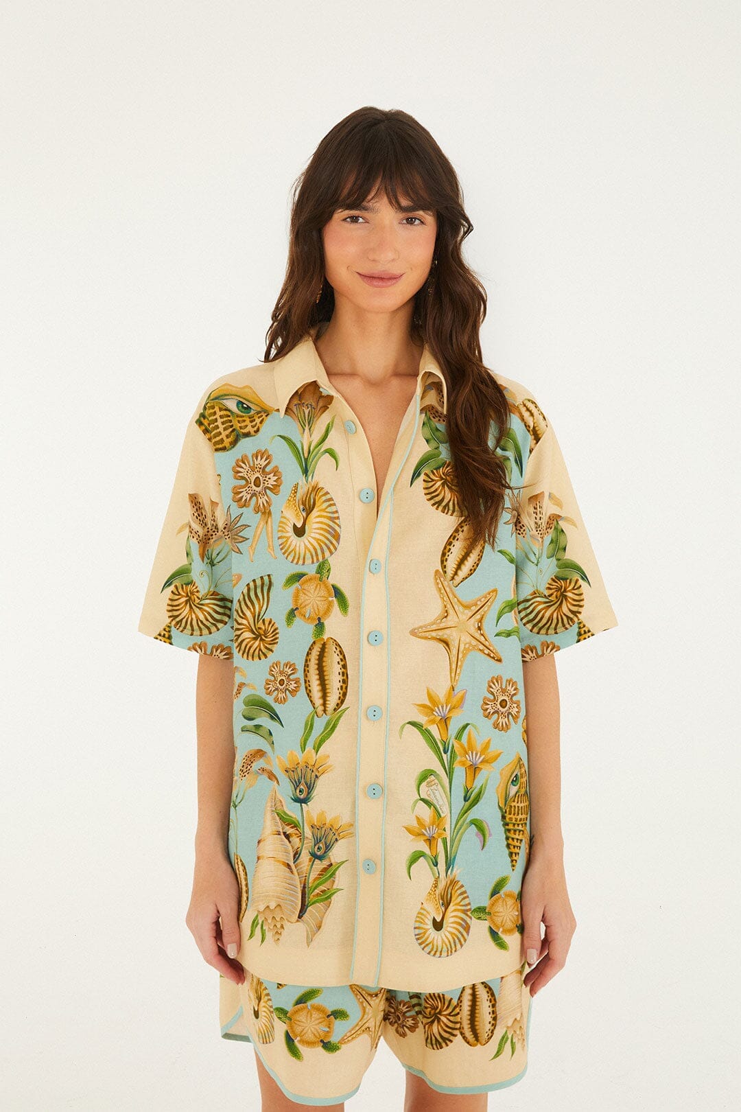 Soft Blue Marine Garden Lenzing Ecovero Euroflax Shirt