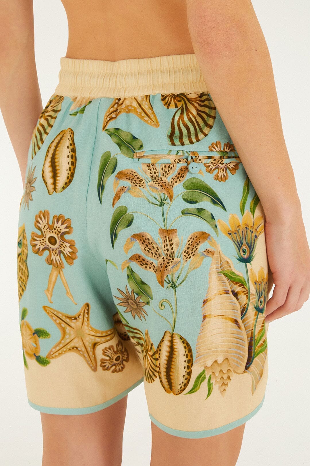 Soft Blue Marine Garden Lenzing Ecovero Euroflax Shorts