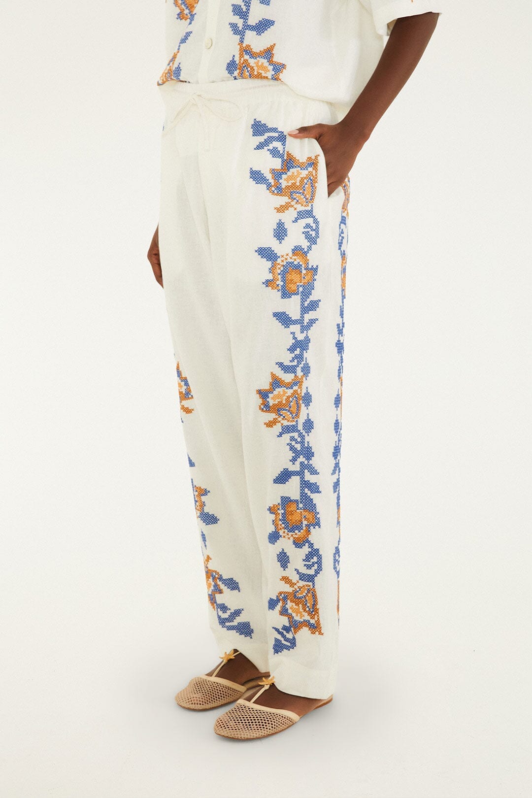 Mica Embroidered Lenzing Ecovero Euroflax Pants