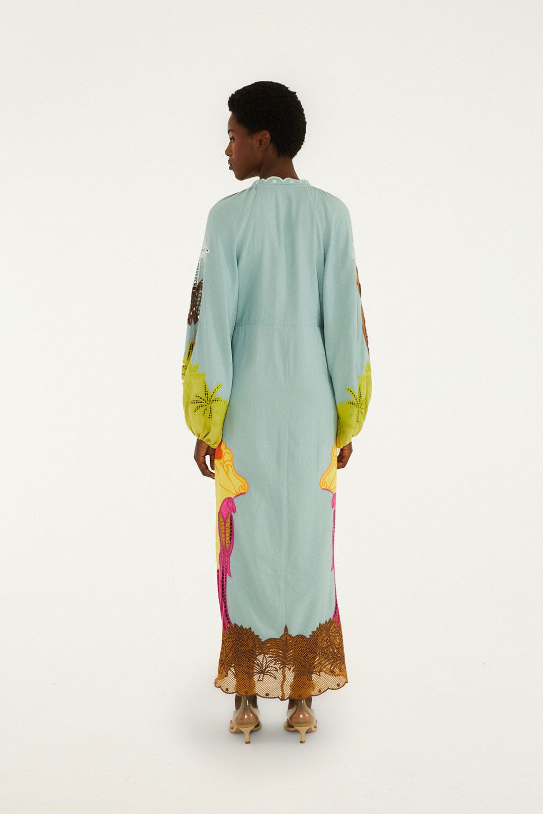 Multicolor Usiacuri Embroidered Lenzing Ecovero Euroflax Richelieu Maxi Dress