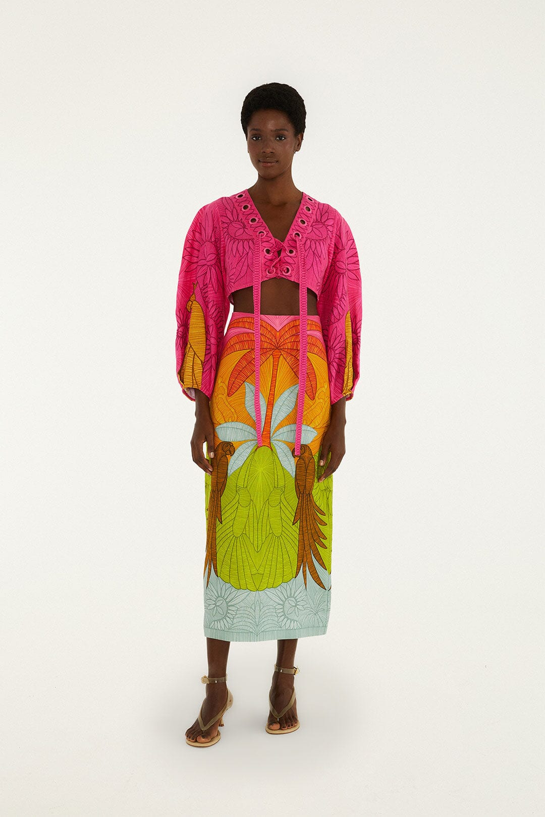 Falda midi Usiacuri multicolor en Farm Rio