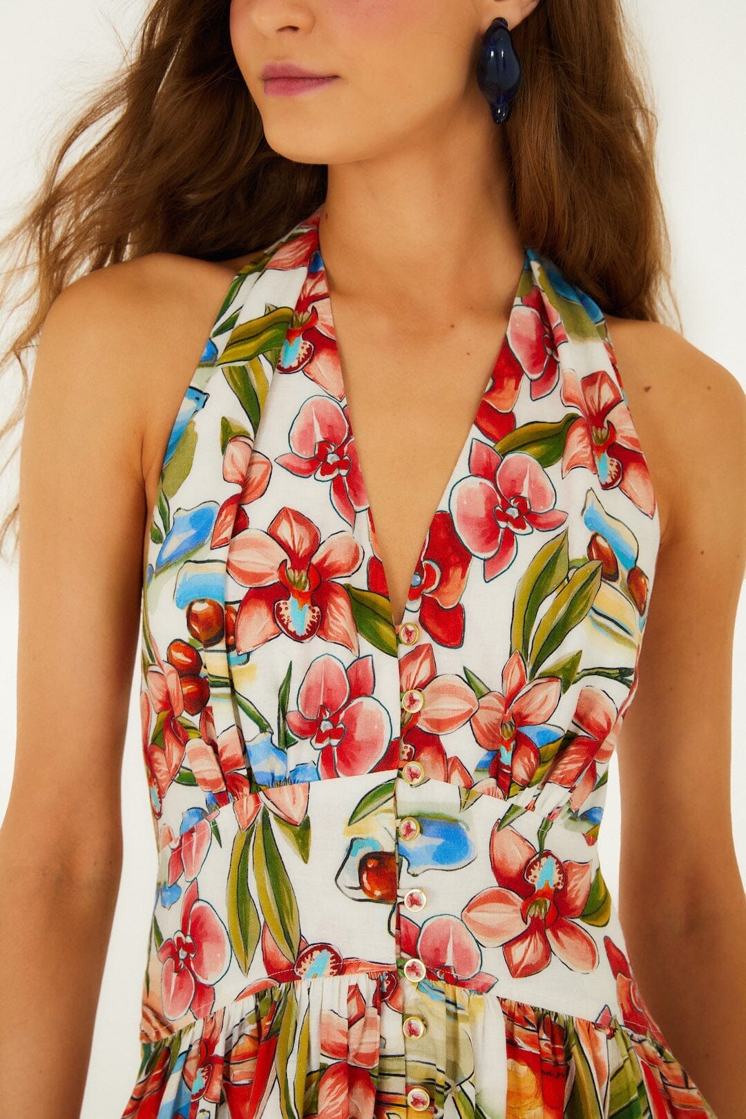 Off-White Cocktail Lenzing Ecovero Euroflax Maxi Dress