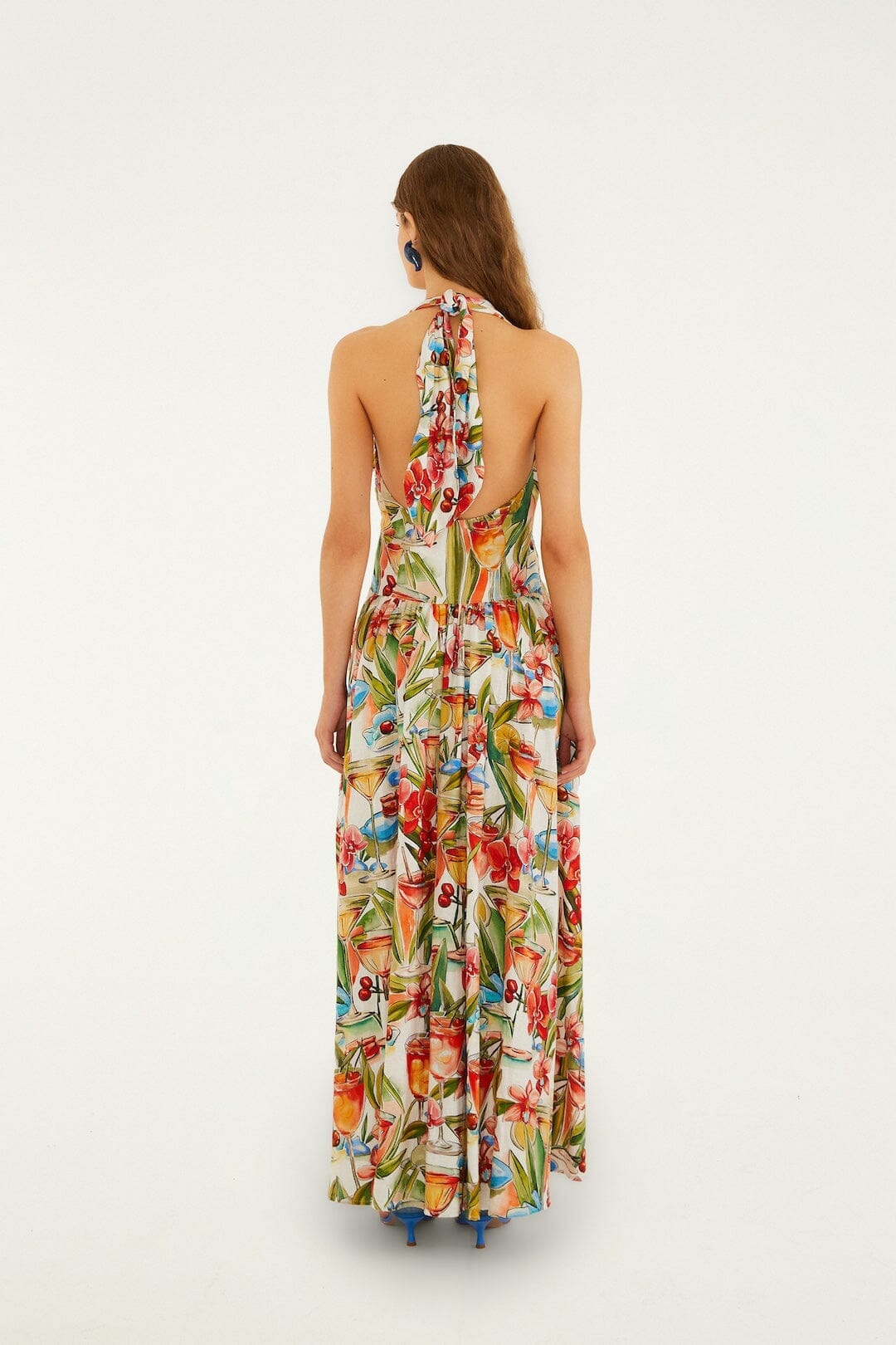 Off-White Cocktail Lenzing Ecovero Euroflax Maxi Dress