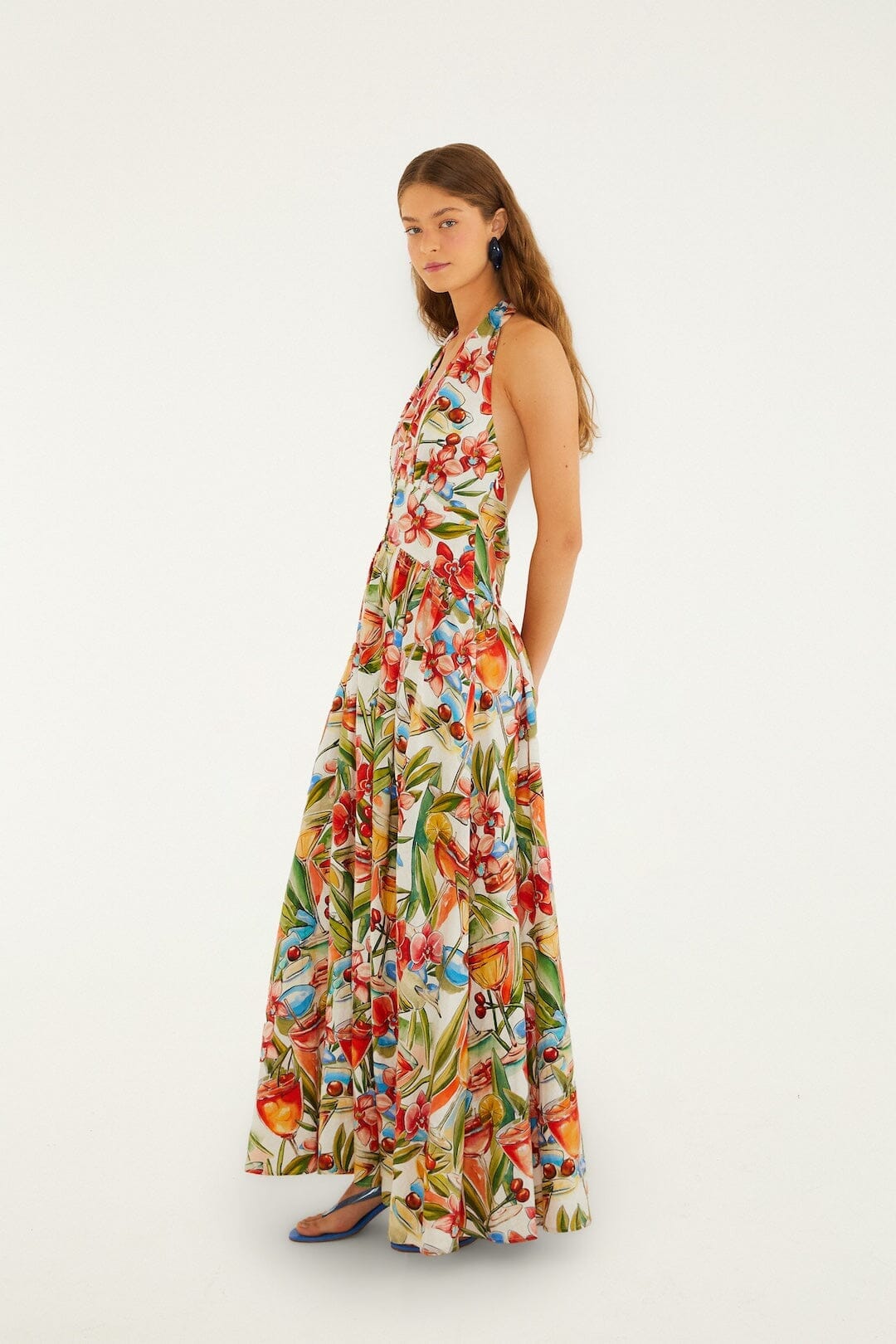 Off-White Cocktail Lenzing Ecovero Euroflax Maxi Dress