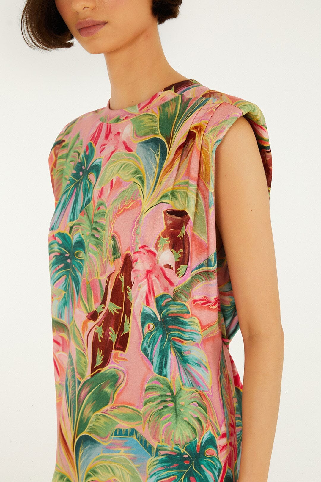 Pink Pool Time Padded Shoulder T-Shirt