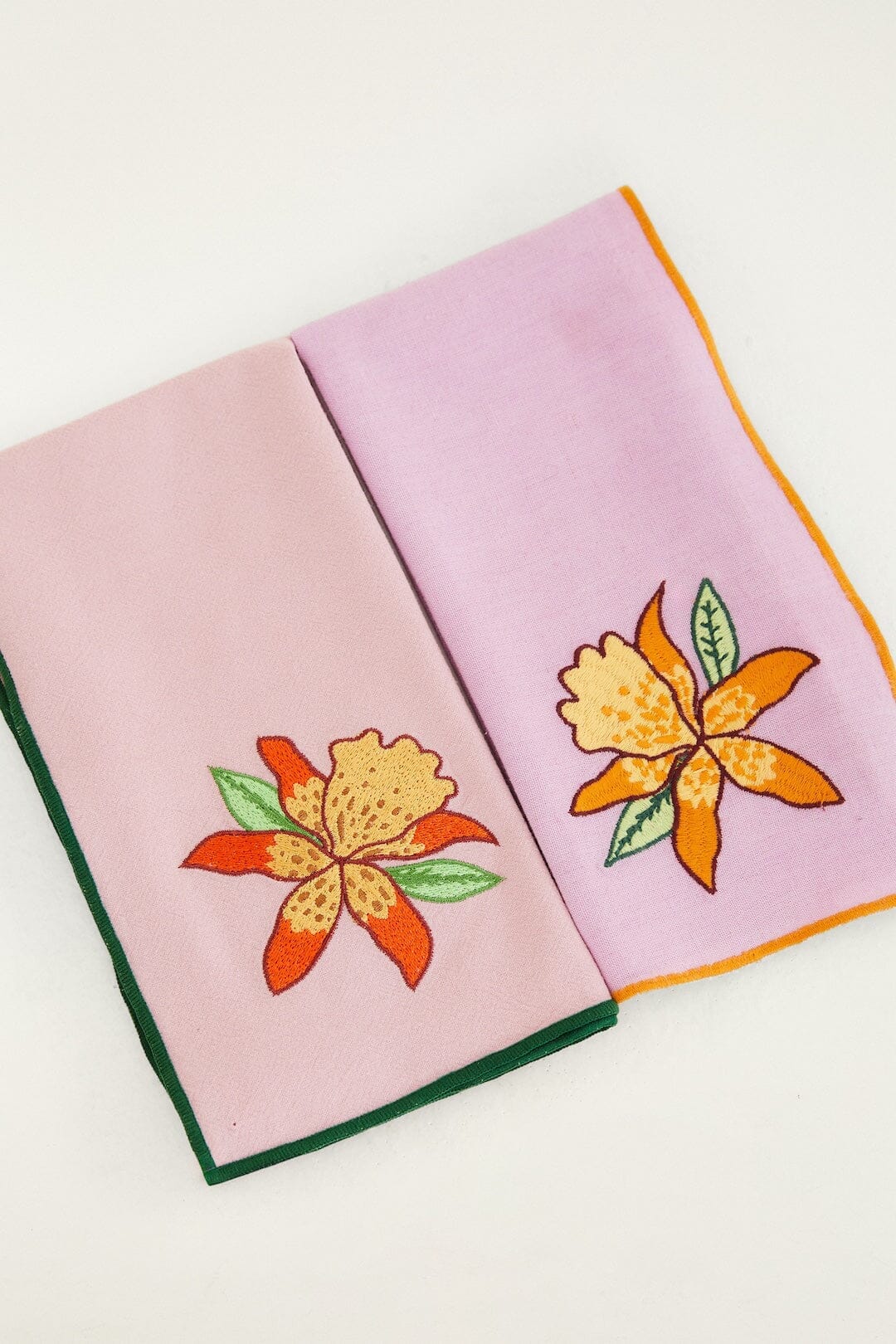Floral Nature Embroidered Set Of 2 Cloth Napkins