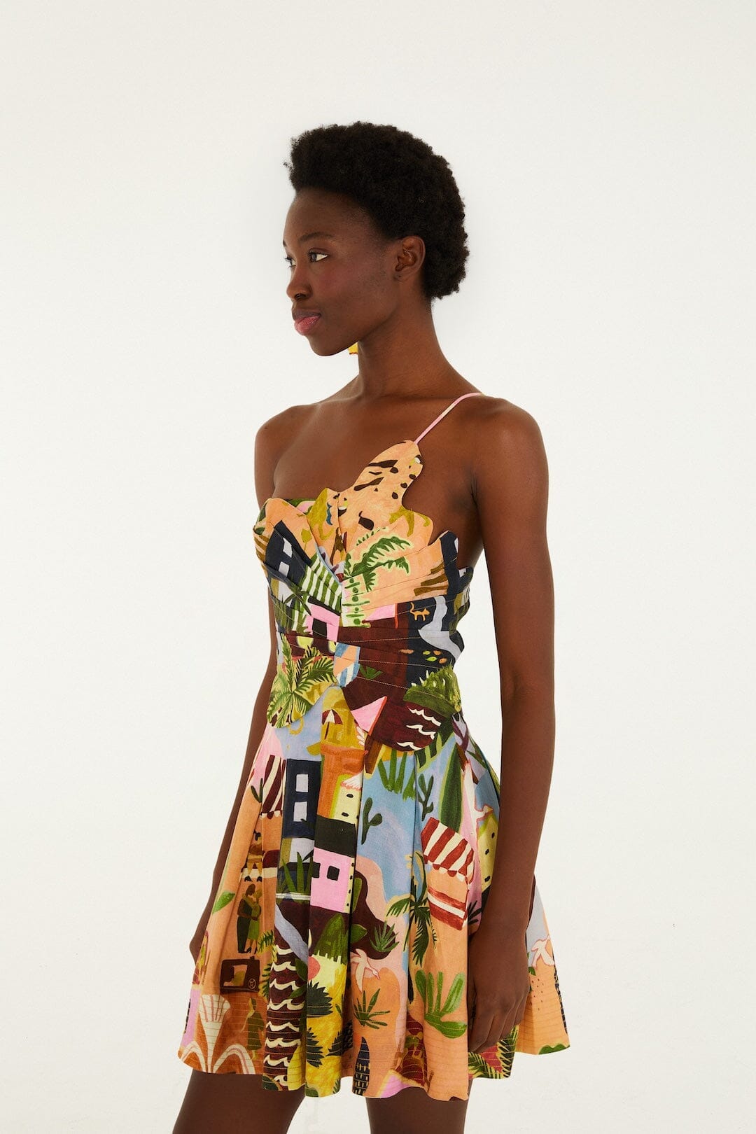 TROPISCHES MALEREI MEHRFARBIGES MINIKLEID