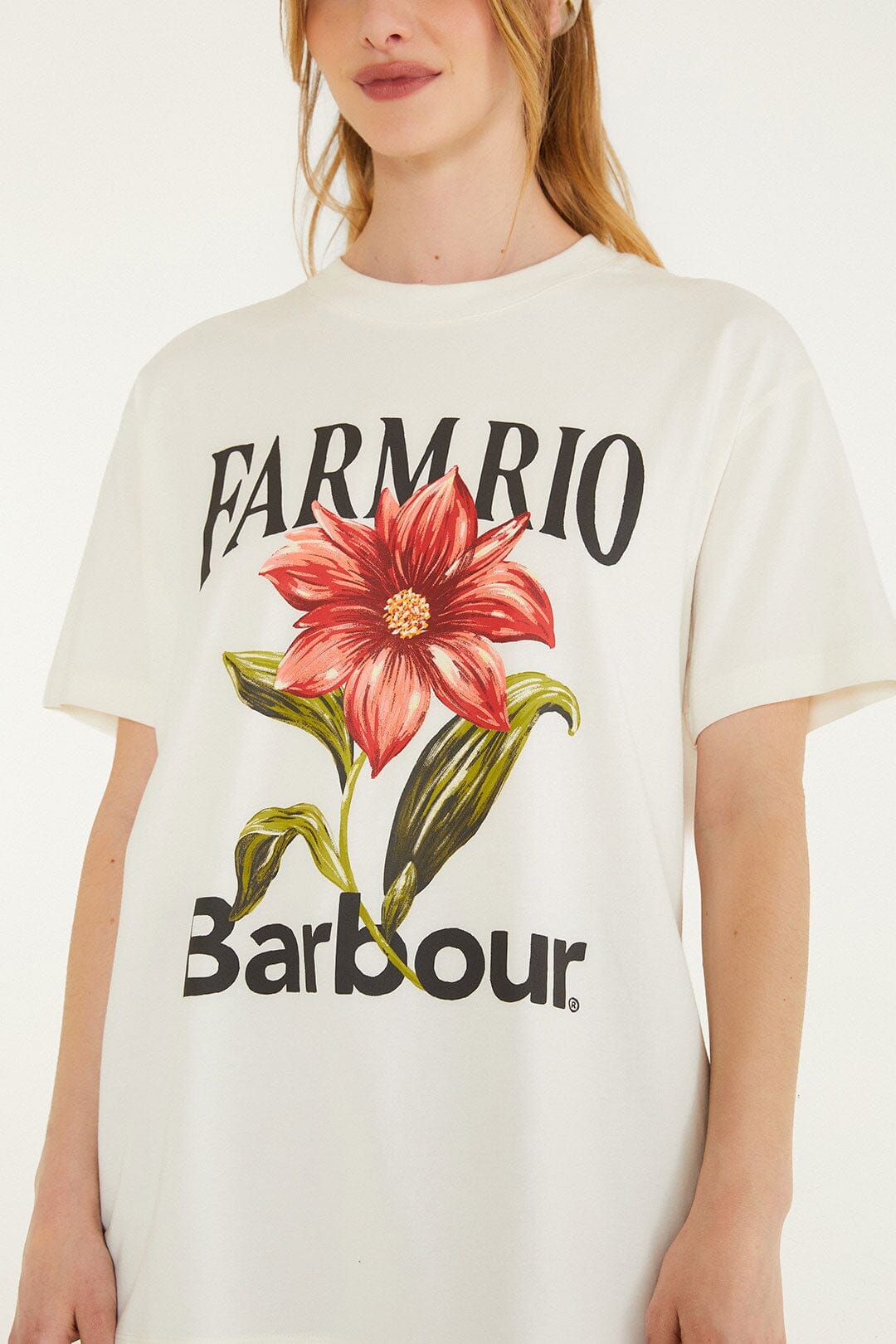 T-Shirt mit Wildblumenmuster in Creme