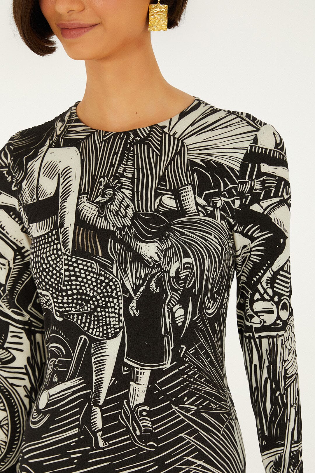 Black Ruta Ruffled Hem Mini Dress