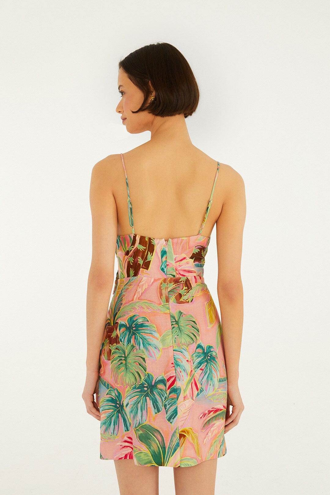 Mini-robe en lin premium Euroflax™ à fleurs 3D rose tendre, idéale pour la piscine