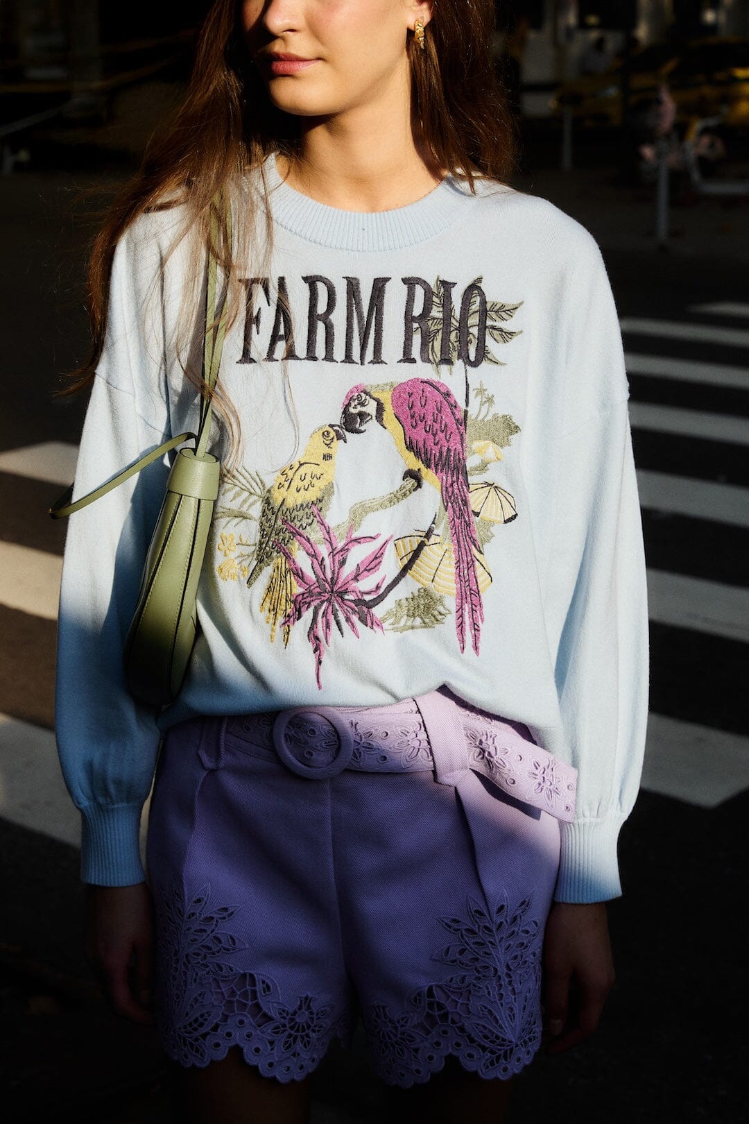 Blue Love Birds Embroidered Sweater