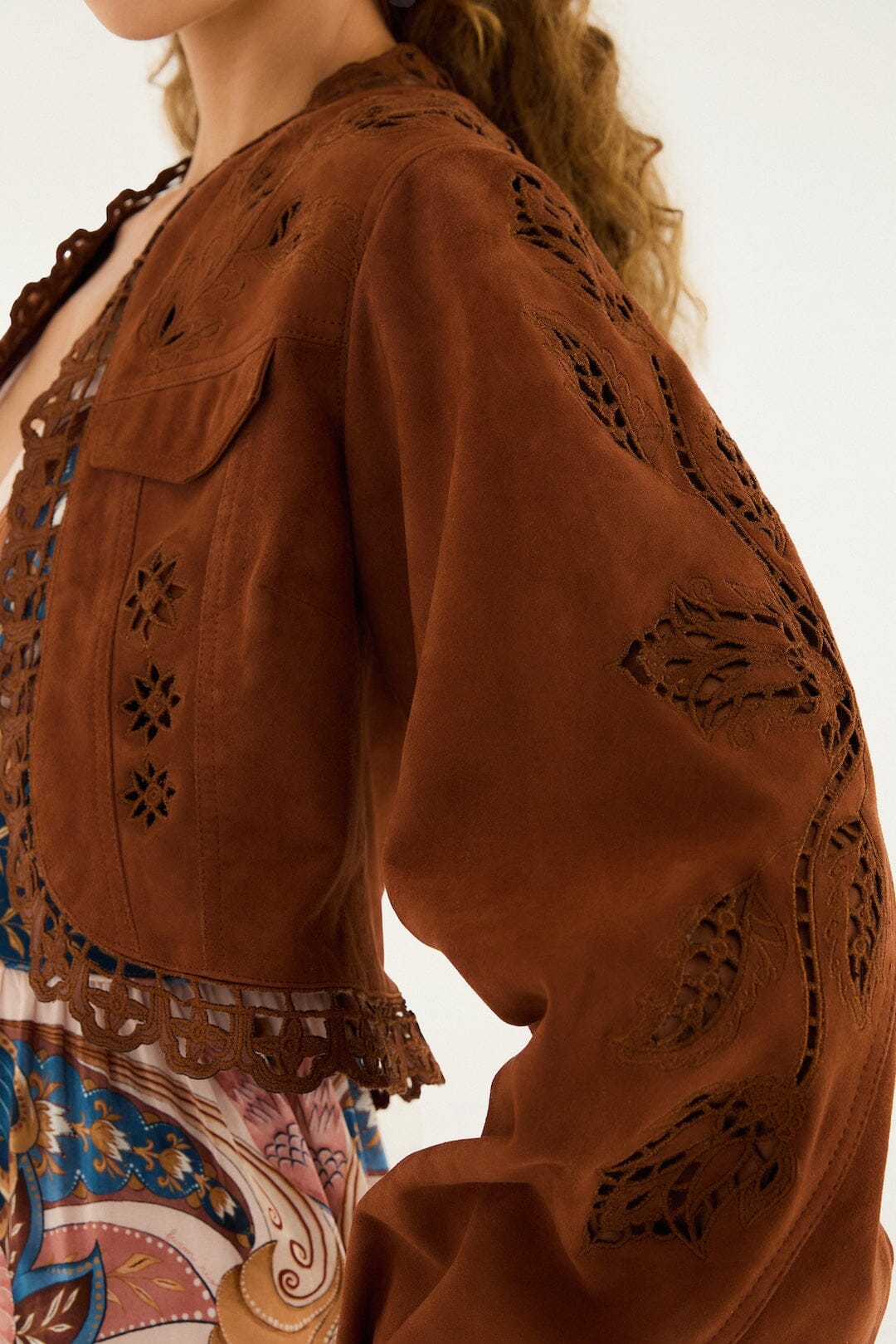 Caramel Richelieu Cropped Leather Jacket