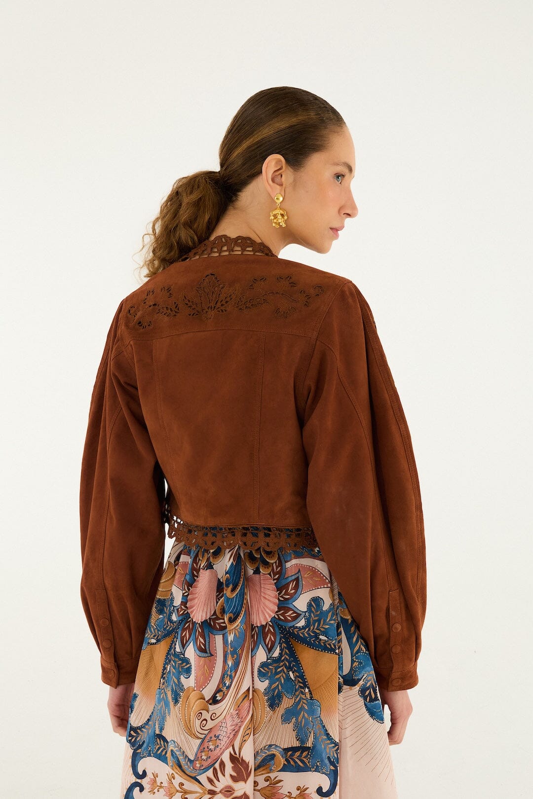 Caramel Richelieu Cropped Leather Jacket