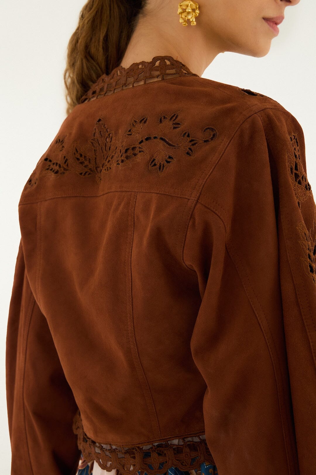 Caramel Richelieu Cropped Leather Jacket