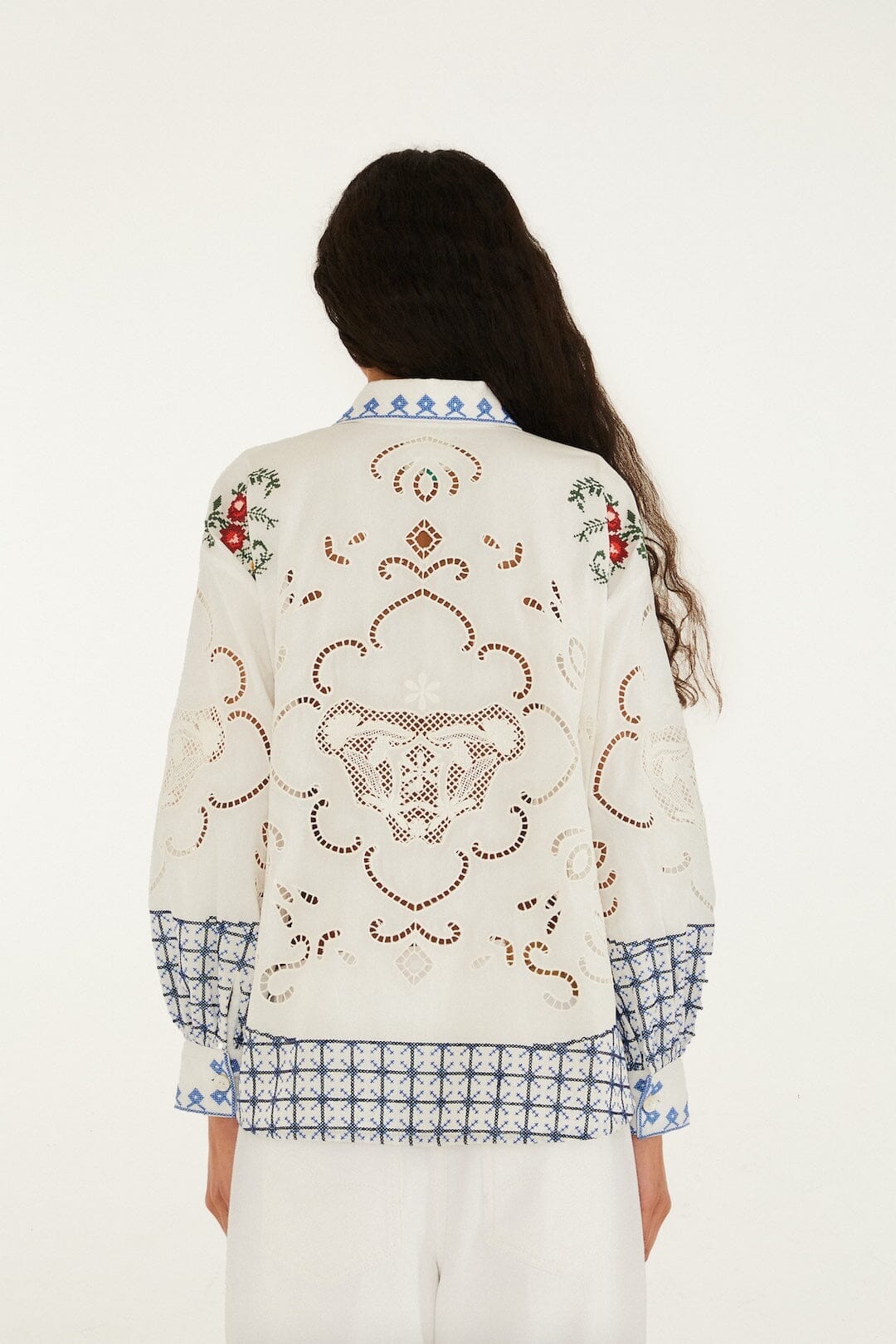 Chemise Richelieu brodée fleurs Off-White