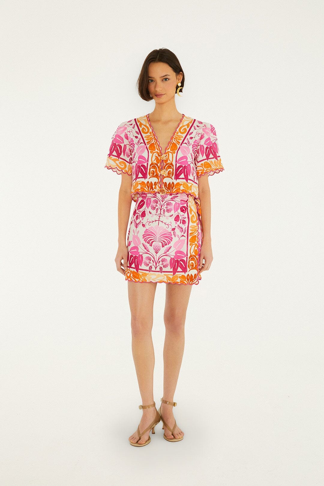 Mini-jupe en lin de qualité supérieure Euroflax Off-White Santorini