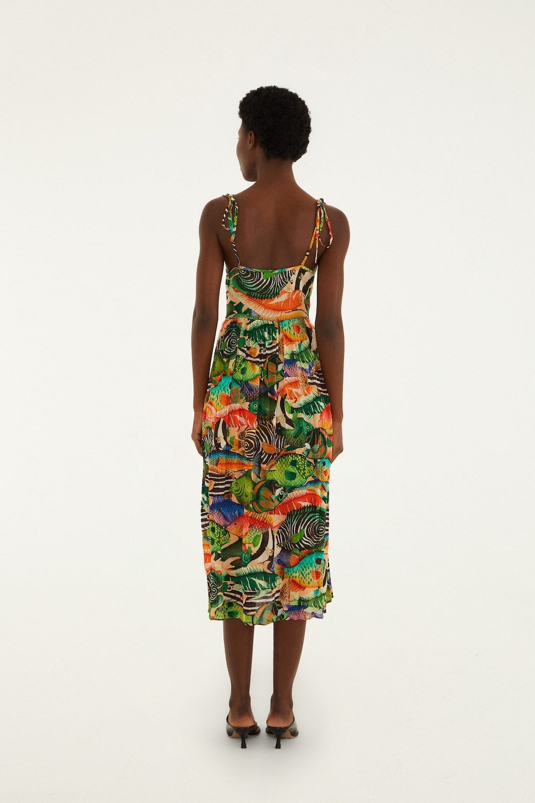 Multicolor Fish Sea Sleeveless Midi Dress