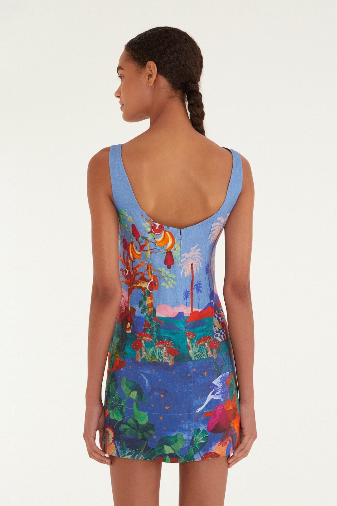 Multicolor Dream Landscape Euroflax Premium Linen Mini Dress