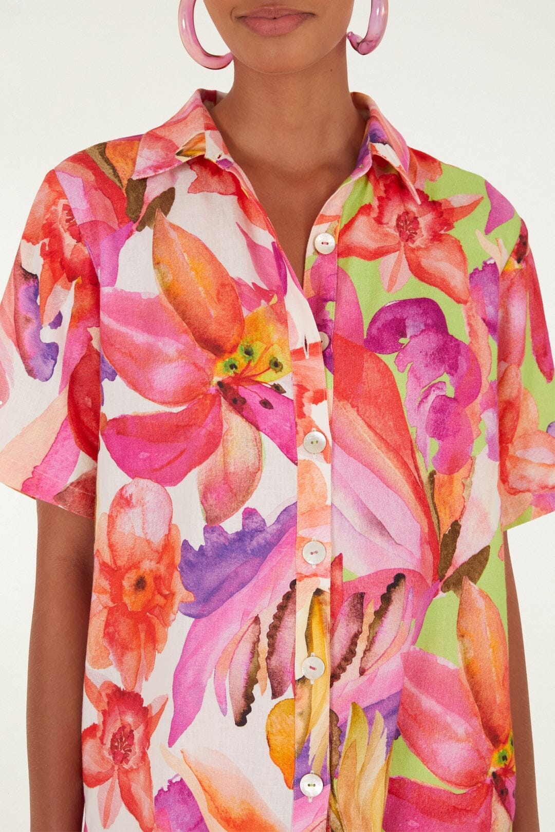 Multicolor Artsy Flora Lenzing Ecovero Euroflax Shirt