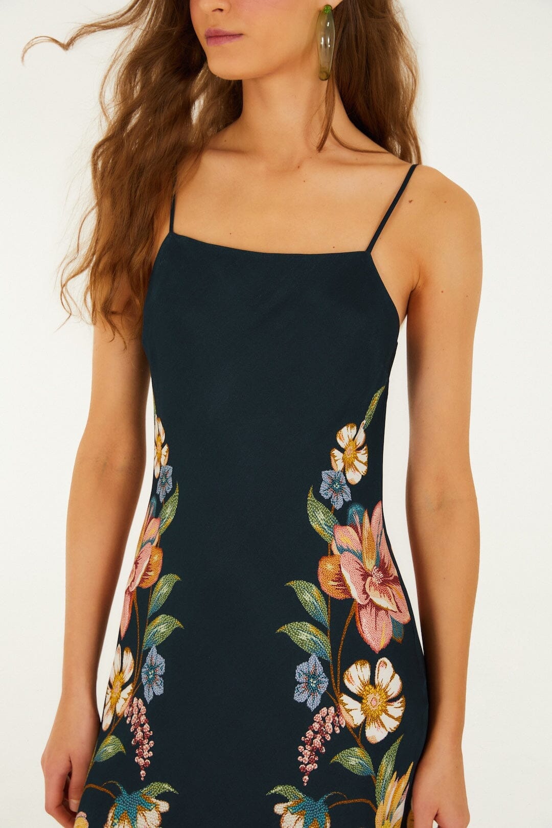 Dark Blue Maira Floral Lenzing Ecovero Viscose Maxi Dress | FARM Rio Dark Blue Maira Floral Lenzing Ecovero Viscose Maxi Dress | FARM Rio
