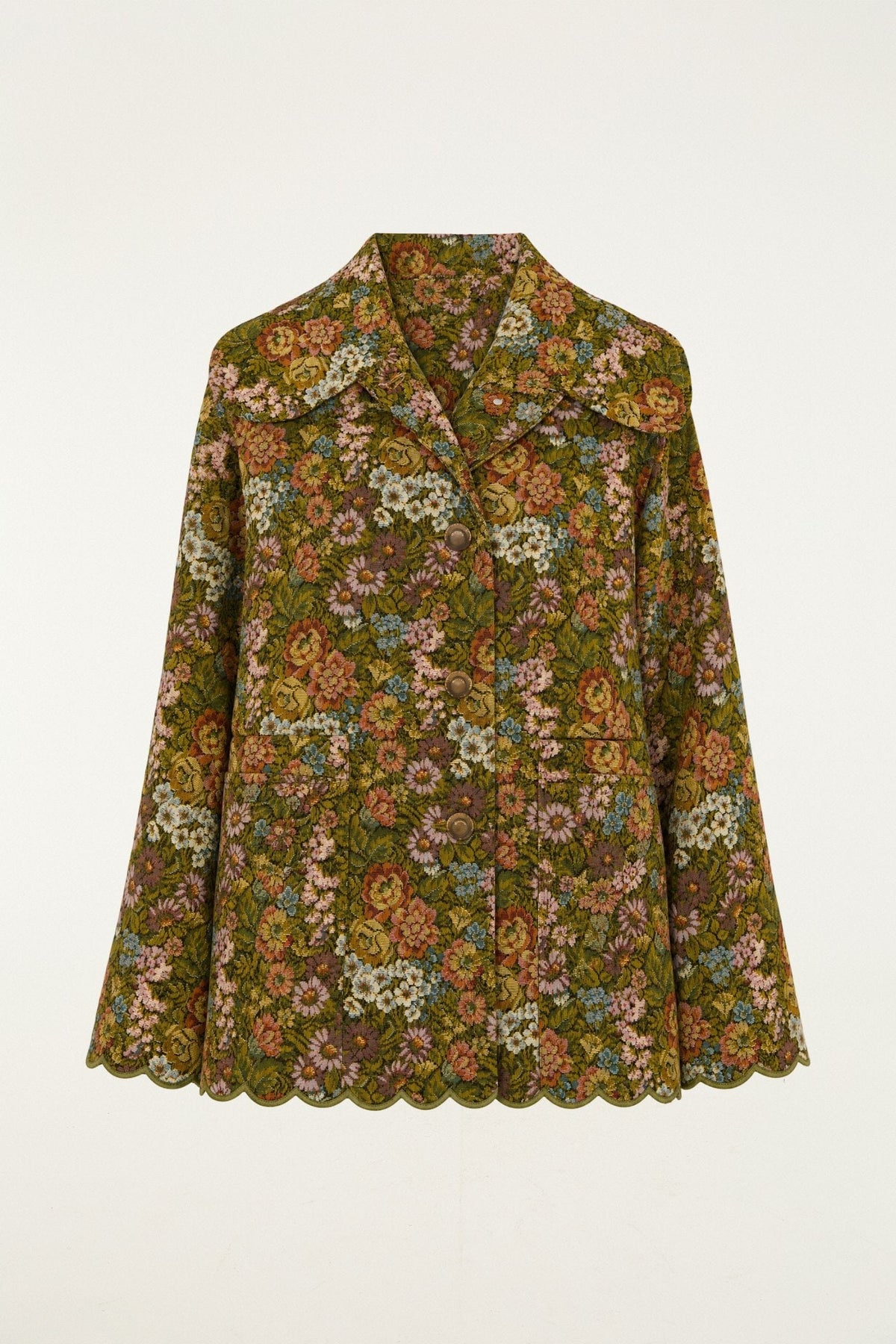 Trench à revers en jacquard floral