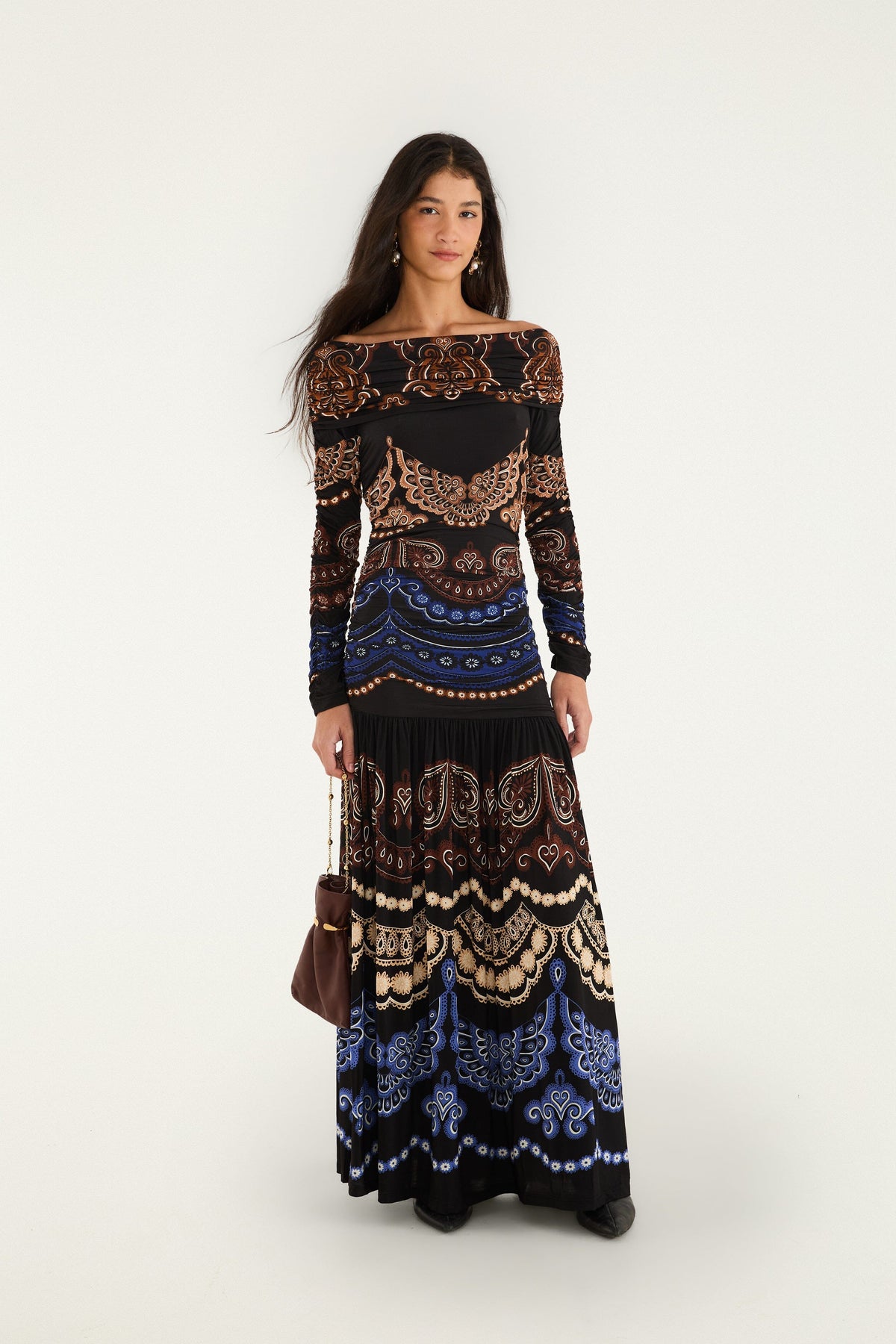 Robe longue bustier à manches longues Nicole