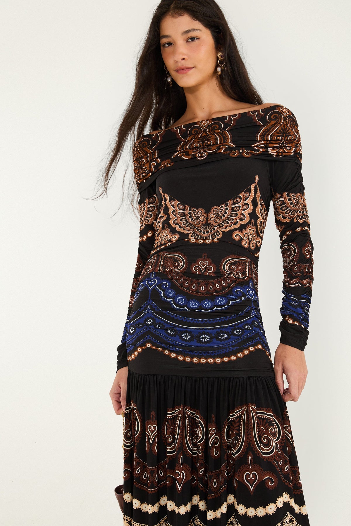 Robe longue bustier à manches longues Nicole
