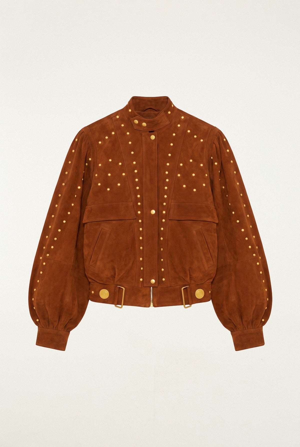 Veste en cuir boutonnée à rivets