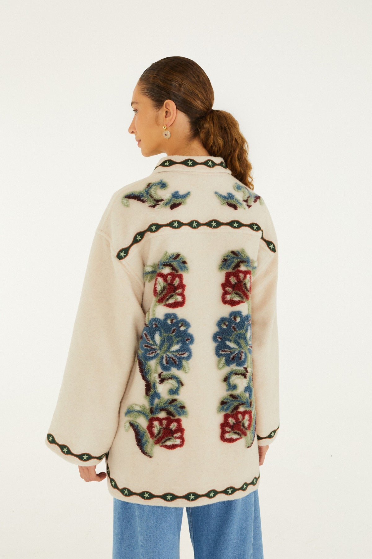 Lunar Boho Fleece-Mantel mit Knöpfen