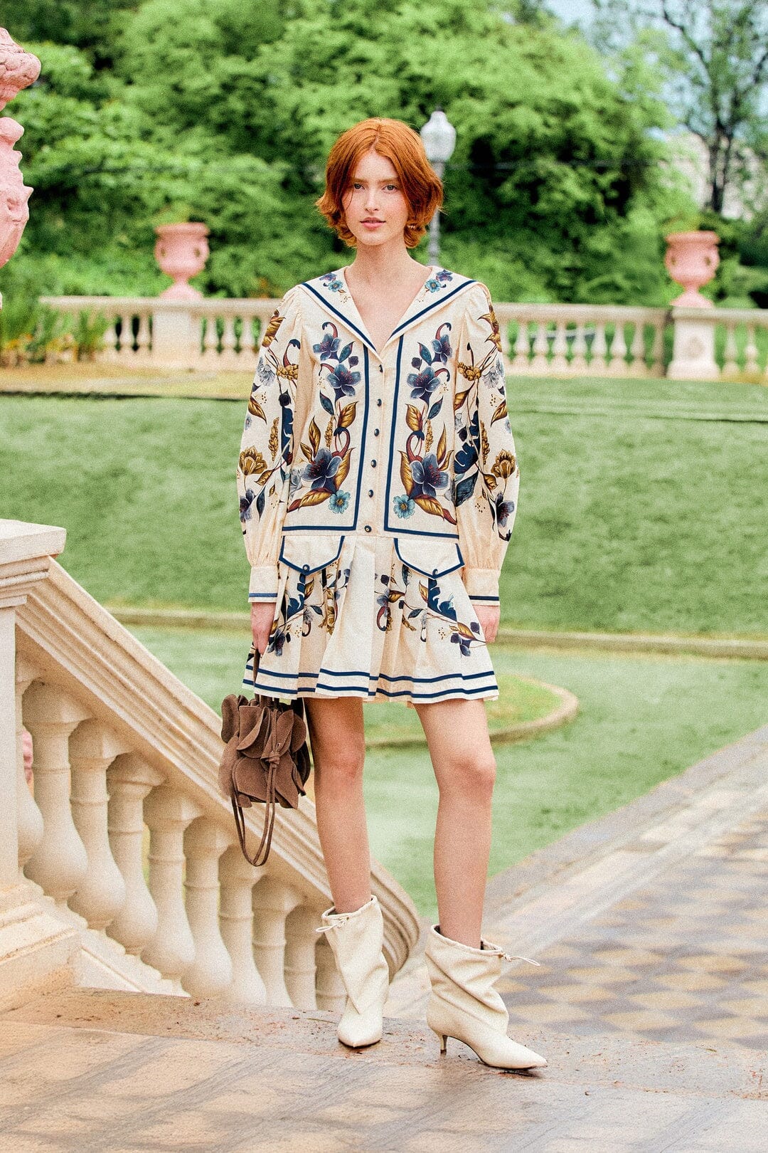 Golden Nature Lapel Buttoned Mini Dress
