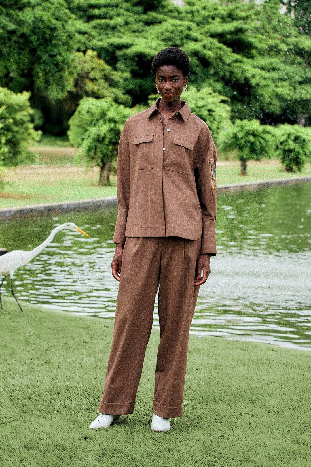 Yarn Dyed Wide Leg Pants