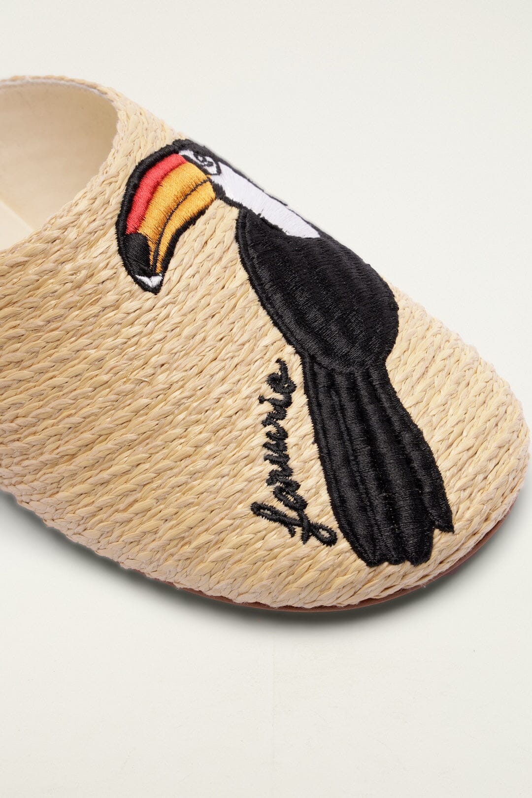 Raffia Embroidered Icons Mule
