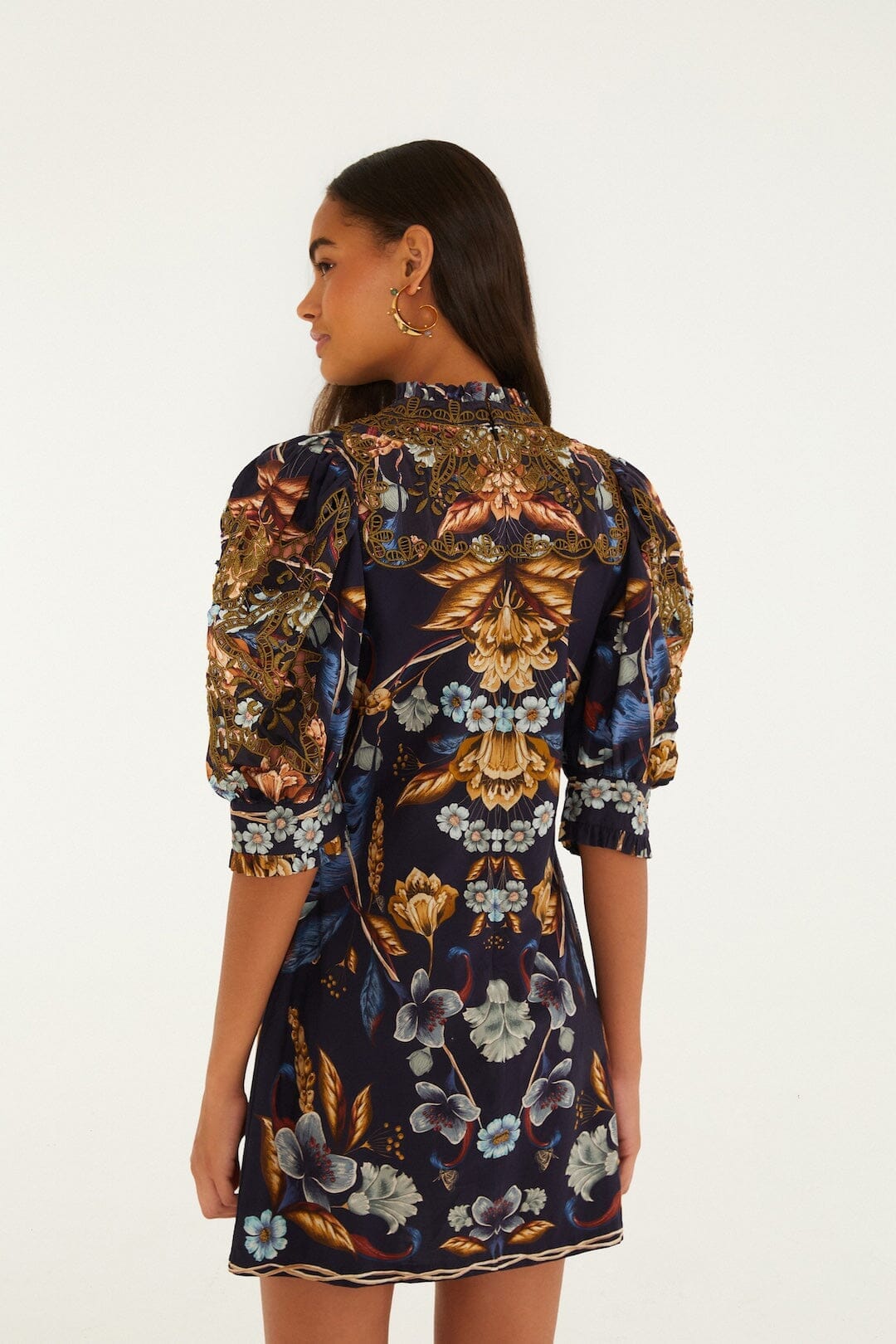 Robe mini dorée à manches courtes Golden Nature