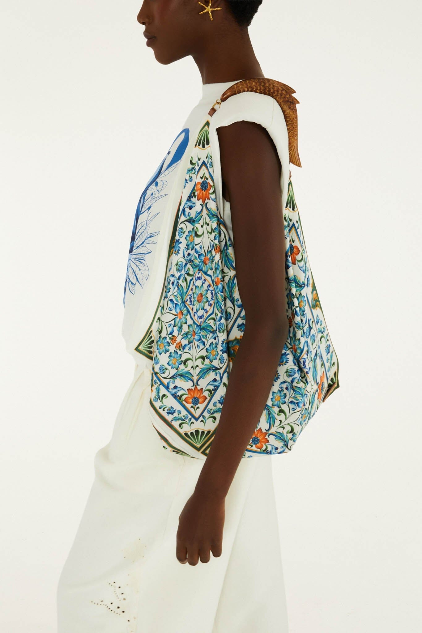 Off-White Flowers Satin Medium Scarf Bag